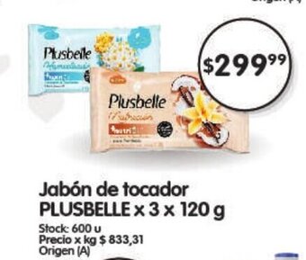Supermercados Buenos Días Jabón de Tocador Plusbelle x 3 x 120g oferta