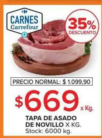 Carrefour Tapa de asado de novillo 35% descuento oferta
