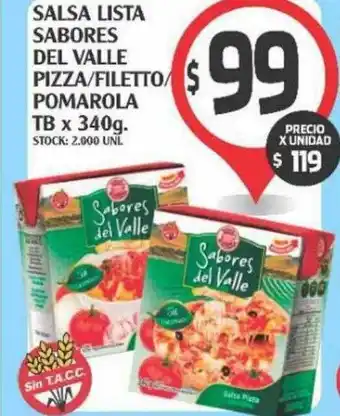 Salsa lista sabores del valle pizza-filetto-pomarola tb