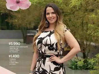 Carrefour Vestido corto estampado cinturón oferta