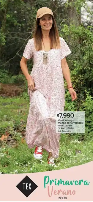 Carrefour Vestido largo manga corta volados oferta