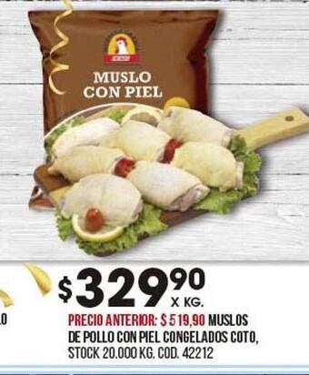 Coto Muslos de pollo con piel congelados coto oferta