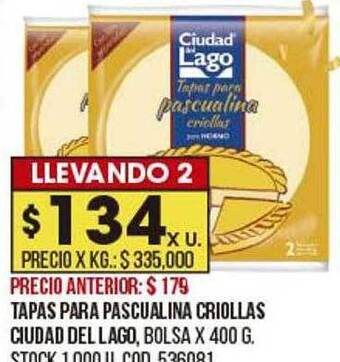 Coto Tapas para pascualina criollas ciudad del lago oferta