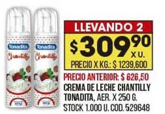 Coto Crema de leche chantilly tonadita oferta