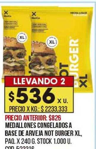 Coto Medallones congelados a base de arveja not burger xl oferta