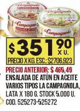 Coto Ensalada de atún en aceite varios tipos la campagnola oferta