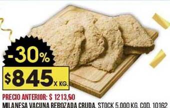 Coto Milanesa vacuna rebozada cruda oferta