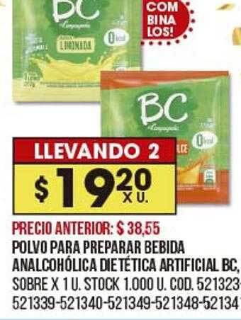 Coto Polvo para preparar bebida analcohólica dietética artificial bc oferta