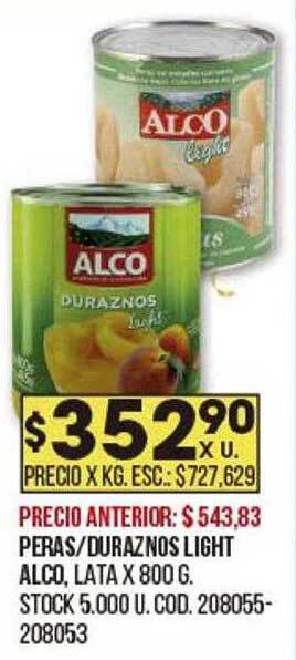 Coto Peras duraznos light alco oferta