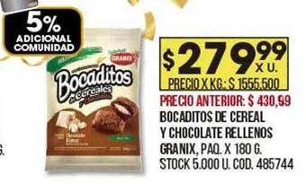 Coto Bocaditos de cereal y chocolate rellenos granix oferta