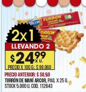 Coto Turrón de maní arcor oferta