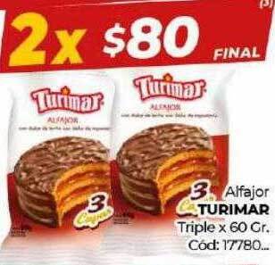 Diarco Alfajor turimar triple x 60 gr oferta