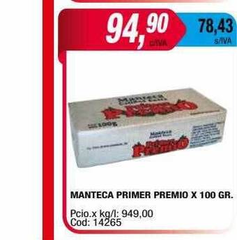 Maxiconsumo Manteca primer premio x 100 gr oferta