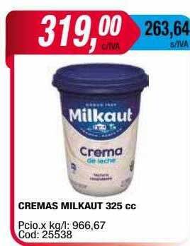 Maxiconsumo Crema milkaut 325 cc oferta