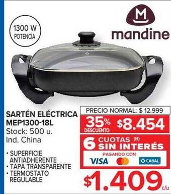 Carrefour Sartén eléctrica mep1300-18l mandine oferta