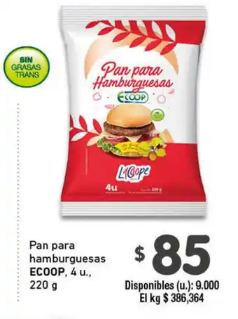 Cooperativa Obrera Ecoop Pan para hamburguesas 4u 220g oferta