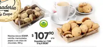 Ecoop Masitas dulces vainilla, marmoladas, pepas o con chips de chocolate 300g