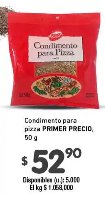Cooperativa Obrera Primer Precio Condimento para pizza 50g oferta