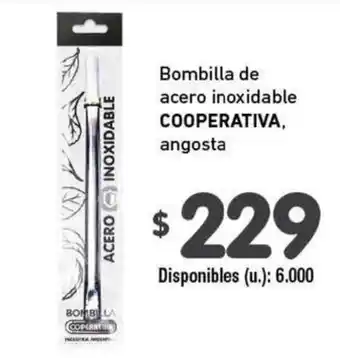 Cooperativa Bombilla de acero inoxidable angosta