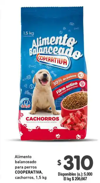 Cooperativa Obrera Cooperativa Alimento balanceado para perros cachorros 1,5kg oferta