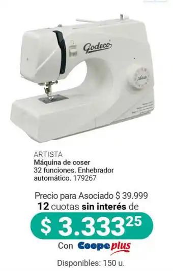Cooperativa Obrera Artista Máquina de coser oferta