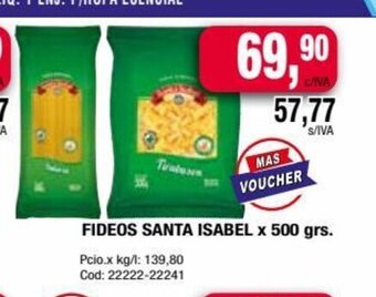 Maxiconsumo Fideos Santa Isabel x 500grs oferta