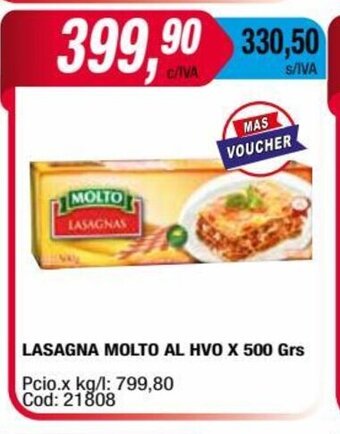Maxiconsumo Lasagna Molto Al Hvo x 500grs oferta