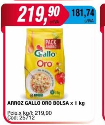 Maxiconsumo Arroz Gallo Oro Bolsa x 1kg oferta
