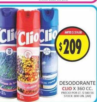 Supermercados Becerra Desodorante clio x 360 cc oferta