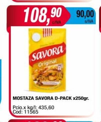 Maxiconsumo Mostaza Savora D-Pack x 250gr oferta