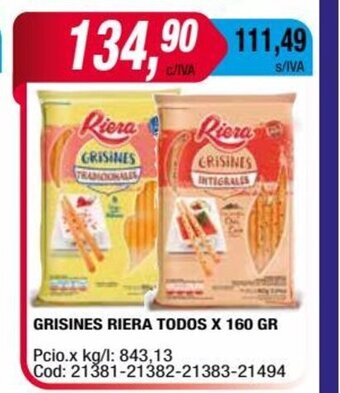 Maxiconsumo Grisines Riera Todos x 160gr oferta