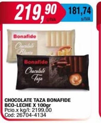 Maxiconsumo Chocolate Taza Bonafide Bco-Leche x 100gr oferta