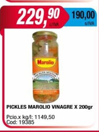 Maxiconsumo Pickles Marolio Vinagre x 200gr oferta