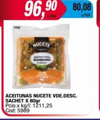 Maxiconsumo Aceitunas Nucete Vde. Desc. Sachet x 80gr oferta