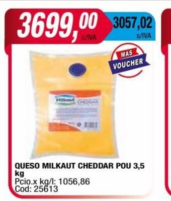 Maxiconsumo Queso Milkaut Cheddar Pou 3.5kg oferta