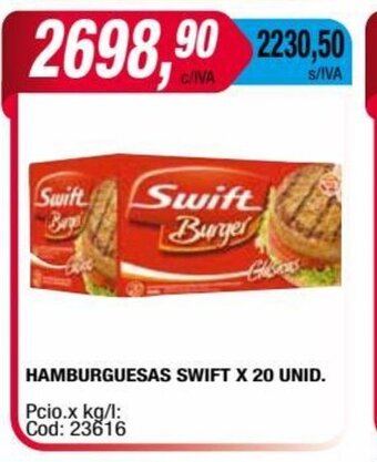 Maxiconsumo Hamburguesas Swift x 20 unid. oferta