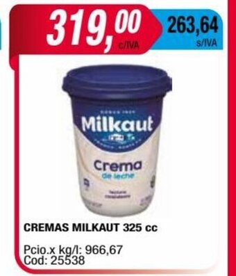 Maxiconsumo Cremas Milkaut 325cc oferta