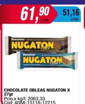 Maxiconsumo Chocolate Obleas Nugaton x 27gr oferta