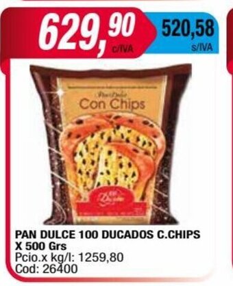 Maxiconsumo Pan Dulce 100 Ducados C.Chips x 500grs oferta