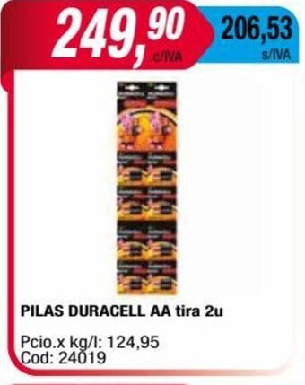 Maxiconsumo Pilas Duracell AA Tira 2u oferta