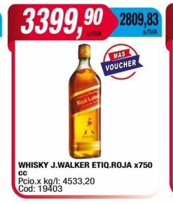 Maxiconsumo Whisky J.Walker Etiq. Roja x 750cc oferta