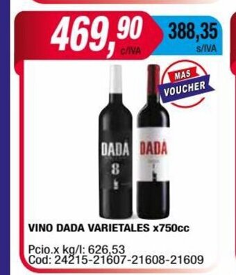 Maxiconsumo Vino Dada varietales x 750cc oferta