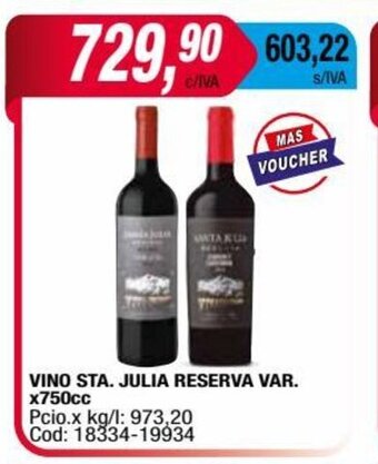 Maxiconsumo Vino Sta. Julia Reserva Var. x 750cc oferta