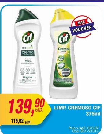 Maxiconsumo Limp. Cremoso Cif 375ml oferta