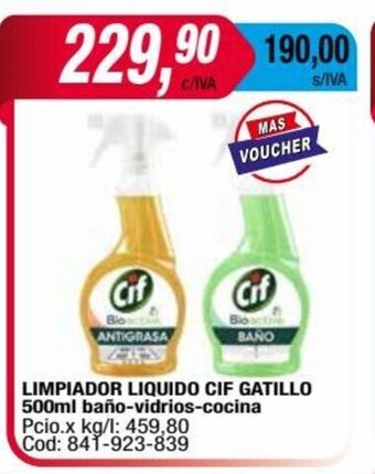 Maxiconsumo Limpiador Liquido Cif Gatillo 500ml Baño-Vidrios-Cocina oferta