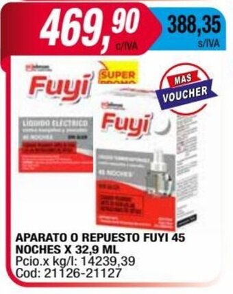 Maxiconsumo Aparato o Repuesto Fuyi 45 Noches x 32.9 ml oferta