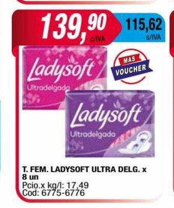 Maxiconsumo T. Fem. Ladysoft Ultra Delg. x 8 un oferta