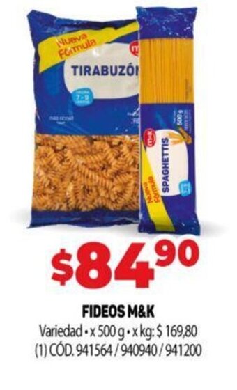 Makro Fideos M&K oferta