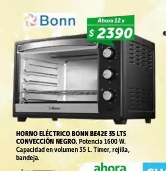 Honro eléctrico bonn be42e 35 lts convección negro
