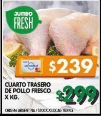 Jumbo Cuarto trasero de pollo fresco kg oferta